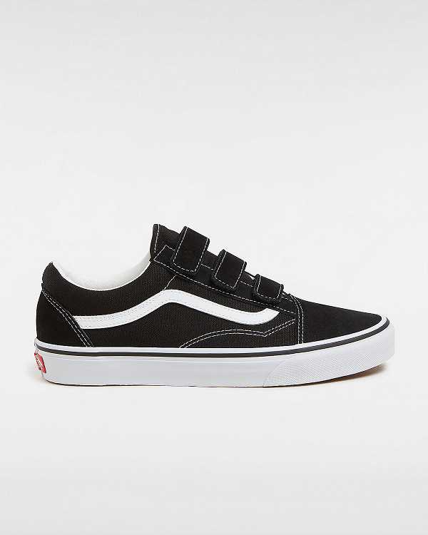 Black / White Women Vans Suede/Canvas Old Skool Hook And Loop Sneakers Canada | VN1927605