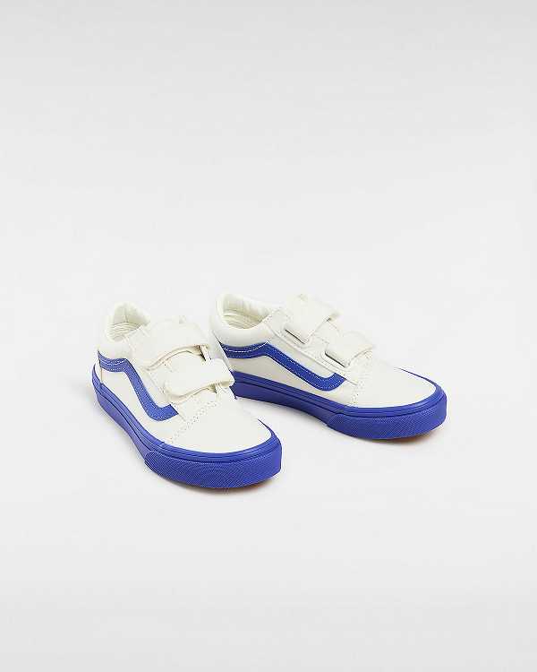 Blue Kids' Vans Old Skool Hook And Loop (4-8 Years) Sneakers Canada | VN3926145