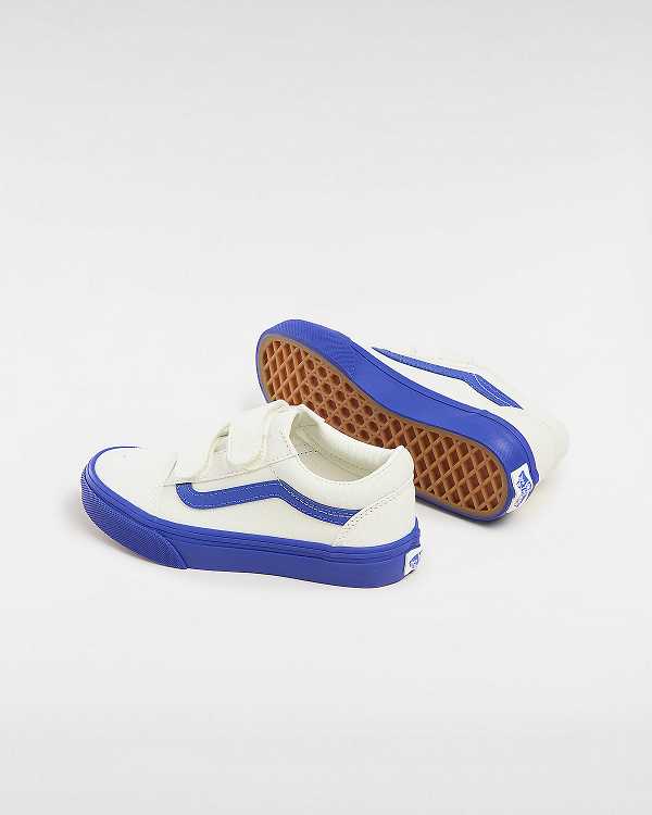 Blue Kids' Vans Old Skool Hook And Loop (4-8 Years) Sneakers Canada | VN3926145