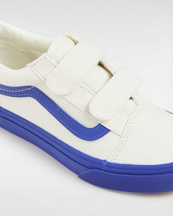 Blue Kids' Vans Old Skool Hook And Loop (4-8 Years) Sneakers Canada | VN3926145