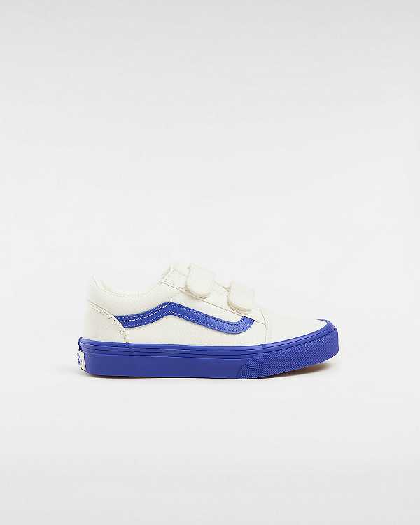 Blue Kids\' Vans Old Skool Hook And Loop (4-8 Years) Sneakers Canada | VN3926145