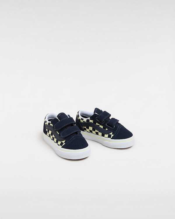 Blue Kids' Vans Old Skool Hook and Loop Glow (1-4 Years) Sneakers Canada | VN2546831
