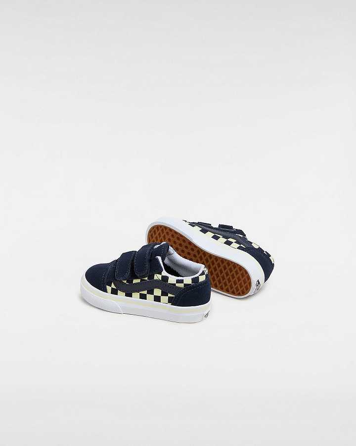 Blue Kids' Vans Old Skool Hook and Loop Glow (1-4 Years) Sneakers Canada | VN2546831