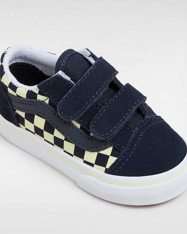 Blue Kids' Vans Old Skool Hook and Loop Glow (1-4 Years) Sneakers Canada | VN2546831