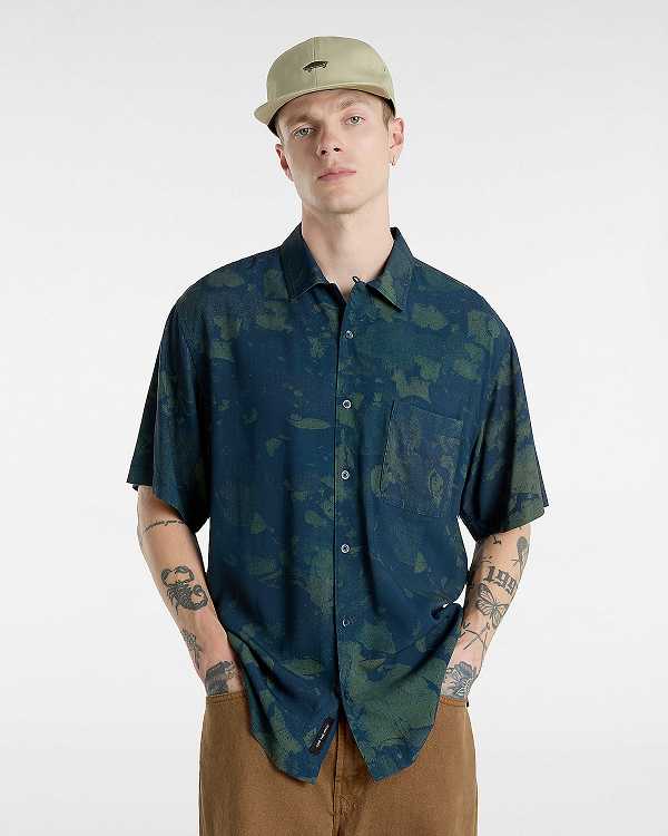 Blue Men Vans Camp Loose Collar Shirts Canada | VN0319587
