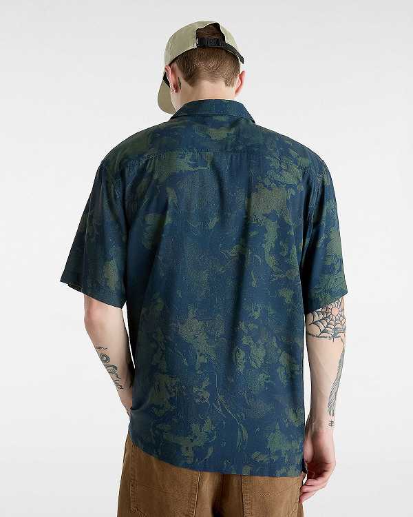 Blue Men Vans Camp Loose Collar Shirts Canada | VN0319587