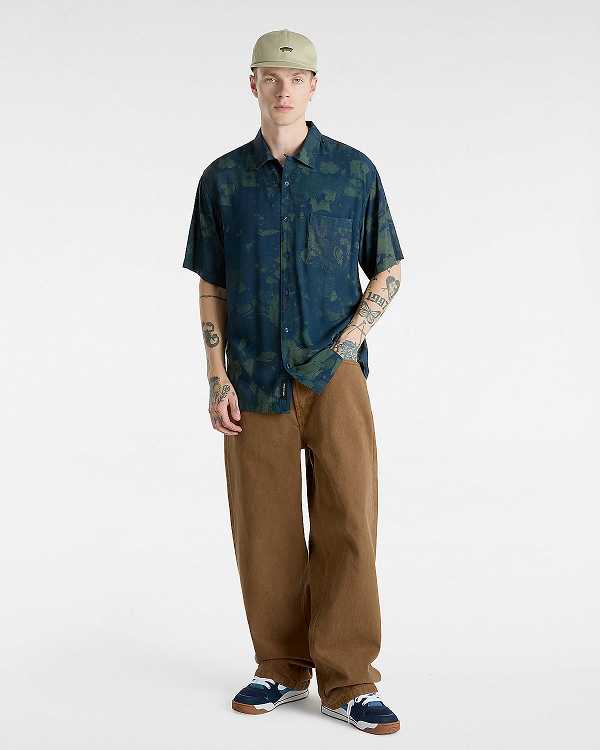 Blue Men Vans Camp Loose Collar Shirts Canada | VN0319587