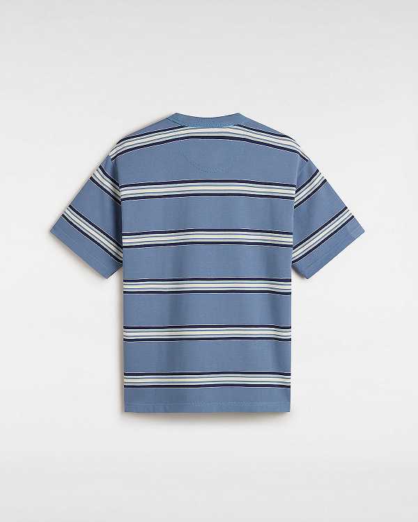 Blue Men Vans Mesa Stripe T Shirts Canada | VN3180762