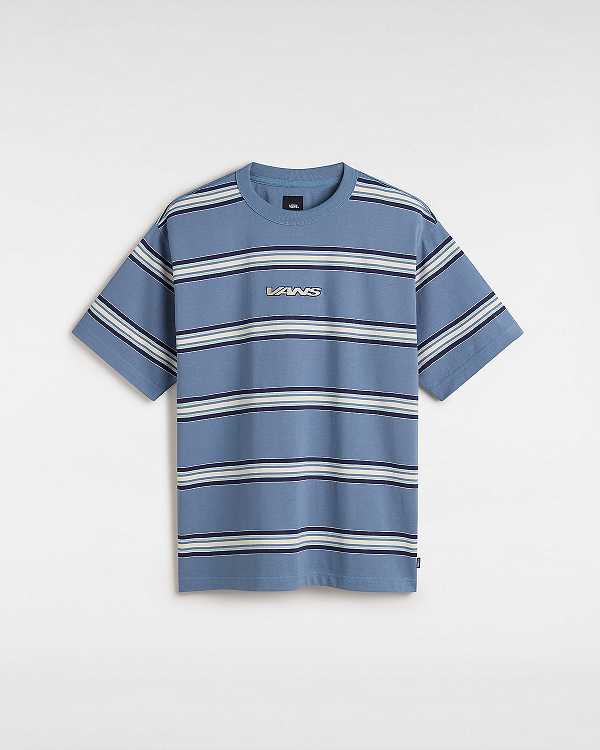 Blue Men Vans Mesa Stripe T Shirts Canada | VN3180762