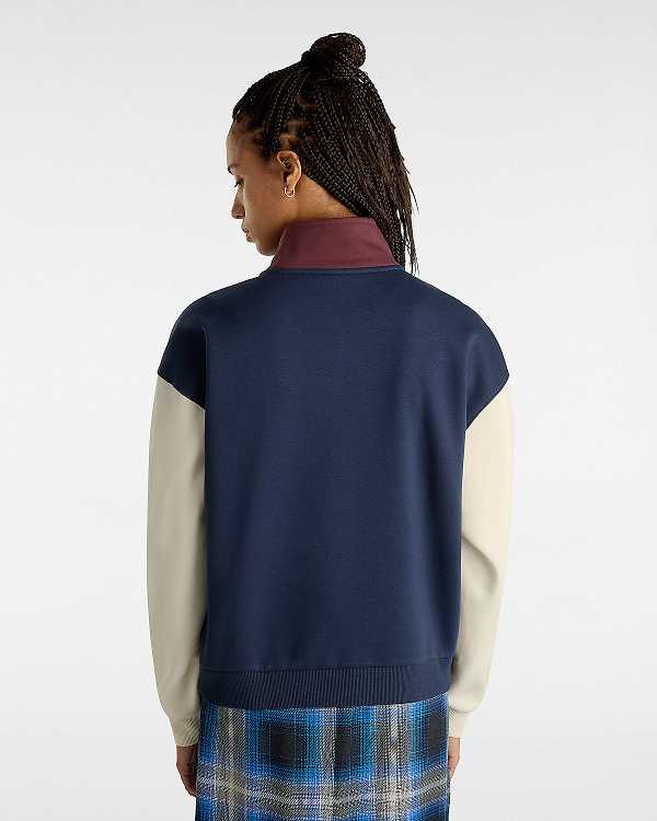Blue Women Vans Colorblock Mock Neck Sweatshirt Canada | VN8076213