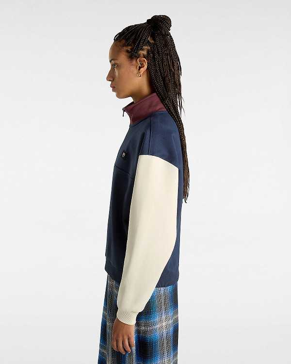 Blue Women Vans Colorblock Mock Neck Sweatshirt Canada | VN8076213