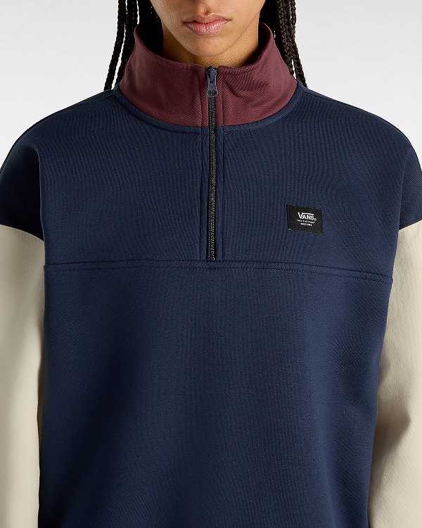 Blue Women Vans Colorblock Mock Neck Sweatshirt Canada | VN8076213
