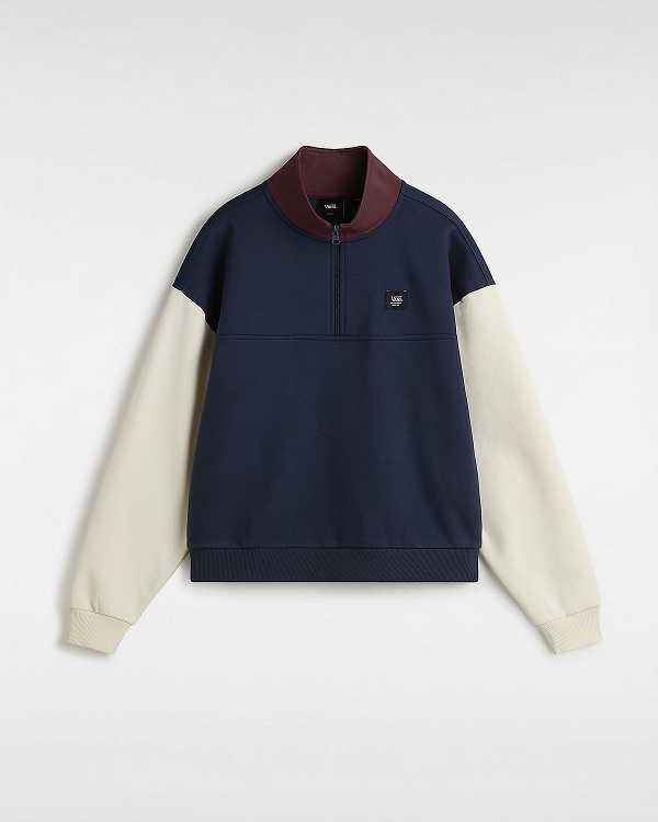 Blue Women Vans Colorblock Mock Neck Sweatshirt Canada | VN8076213
