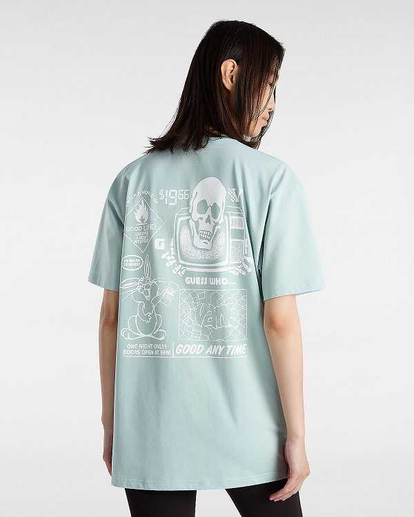 Blue Women Vans Crazy Eddy T Shirts Canada | VN2496380