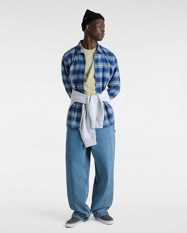 Blue Women Vans Montwood Zip Flannel Shirts Canada | VN0392578