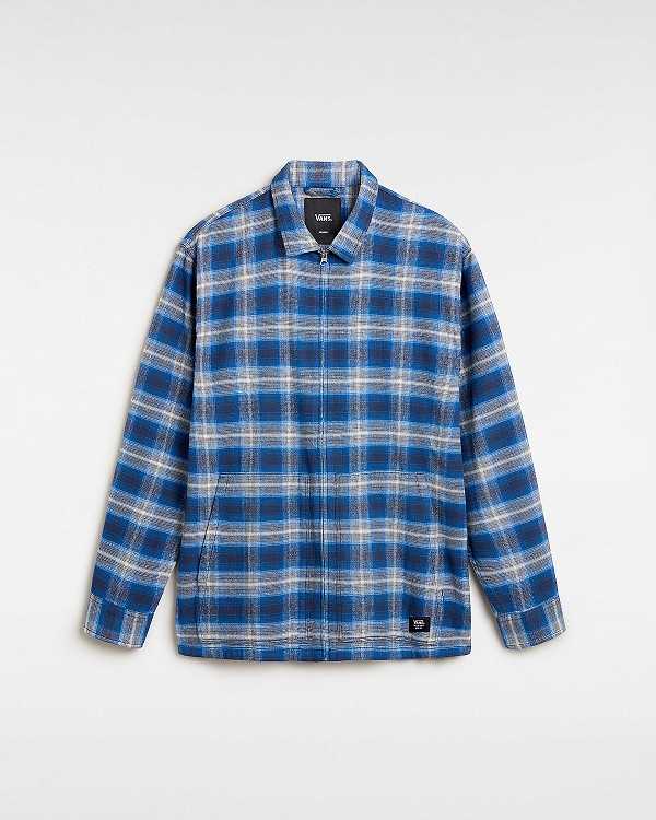 Blue Women Vans Montwood Zip Flannel Shirts Canada | VN0392578
