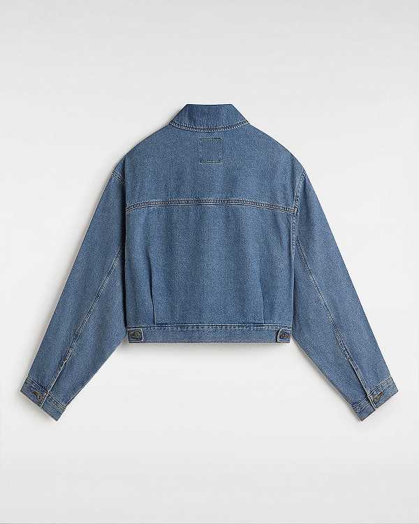Blue Women Vans Raynes Denim Crop Jacket Canada | VN4258079