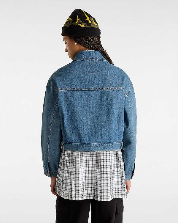 Blue Women Vans Raynes Denim Crop Jacket Canada | VN4258079