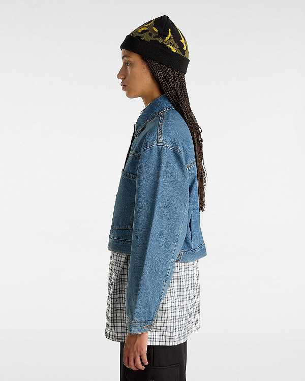 Blue Women Vans Raynes Denim Crop Jacket Canada | VN4258079
