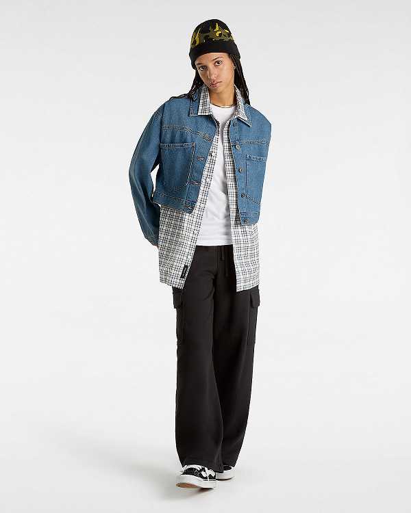 Blue Women Vans Raynes Denim Crop Jacket Canada | VN4258079