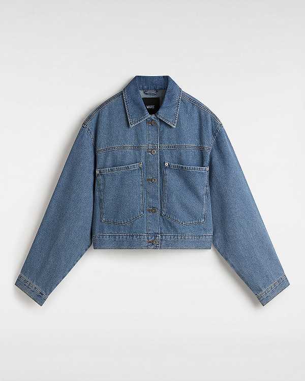Blue Women Vans Raynes Denim Crop Jacket Canada | VN4258079