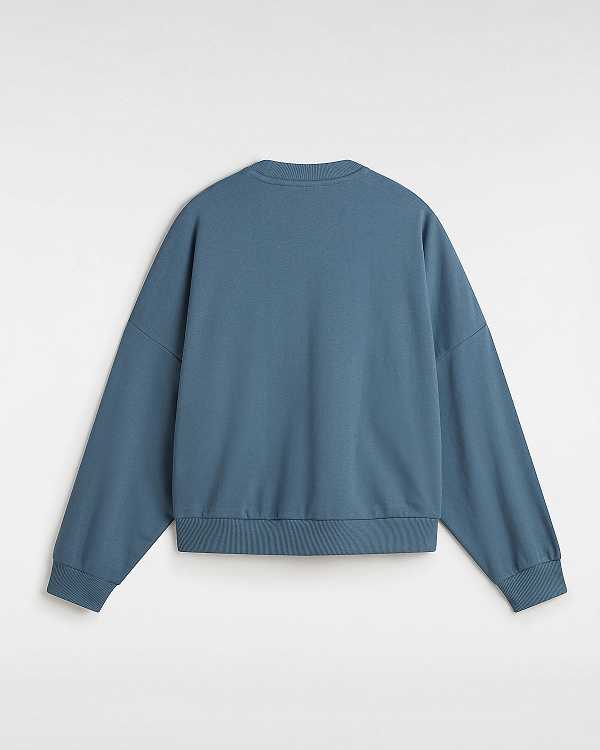 Blue Women Vans Stadium French Terry Loose Crew Sweatshirt Canada | VN1683095