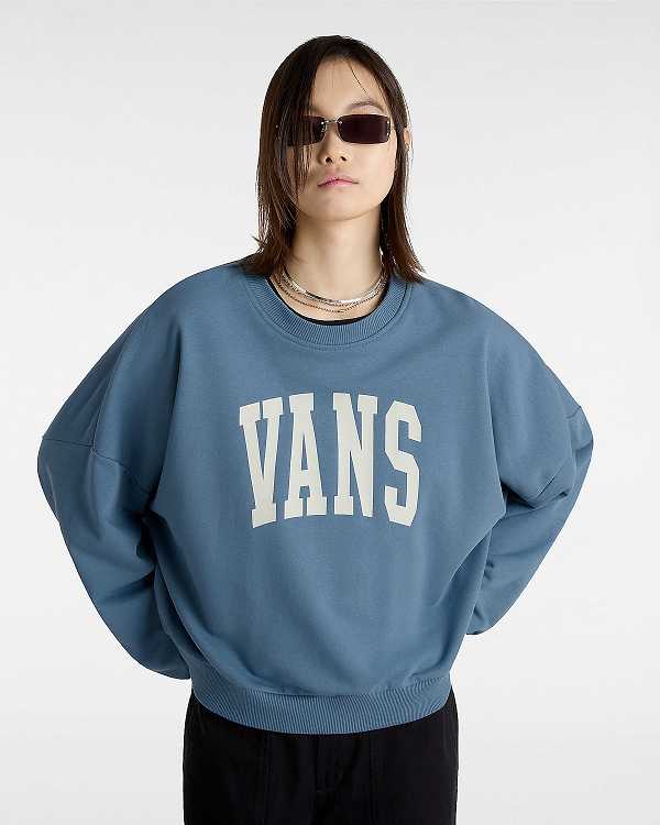 Blue Women Vans Stadium French Terry Loose Crew Sweatshirt Canada | VN1683095
