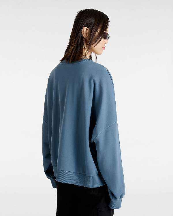 Blue Women Vans Stadium French Terry Loose Crew Sweatshirt Canada | VN1683095