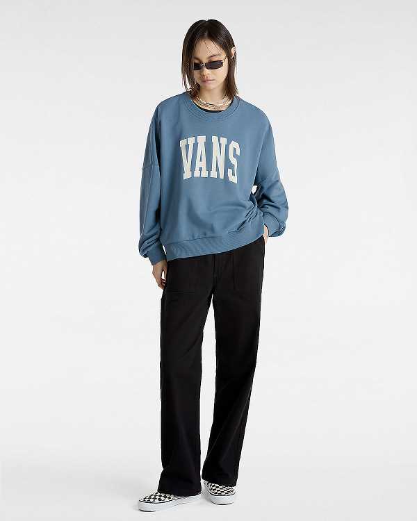 Blue Women Vans Stadium French Terry Loose Crew Sweatshirt Canada | VN1683095