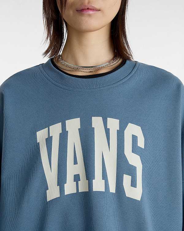 Blue Women Vans Stadium French Terry Loose Crew Sweatshirt Canada | VN1683095