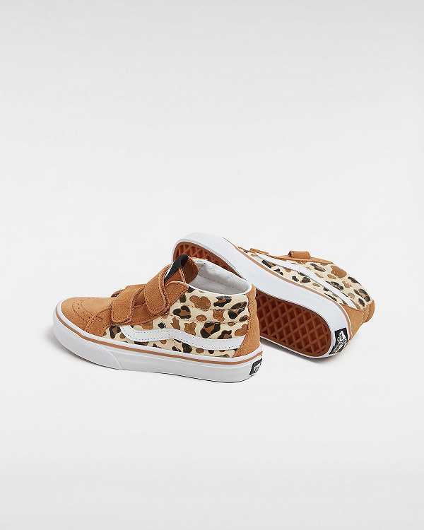 Brown Kids' Vans Sk8-Mid Reissue Hook and Loop (4-8 years) Sneakers Canada | VN6847521