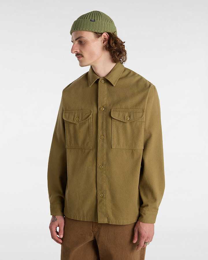 Brown Men Vans Coldgroove Shacket Shirts Canada | VN3946158