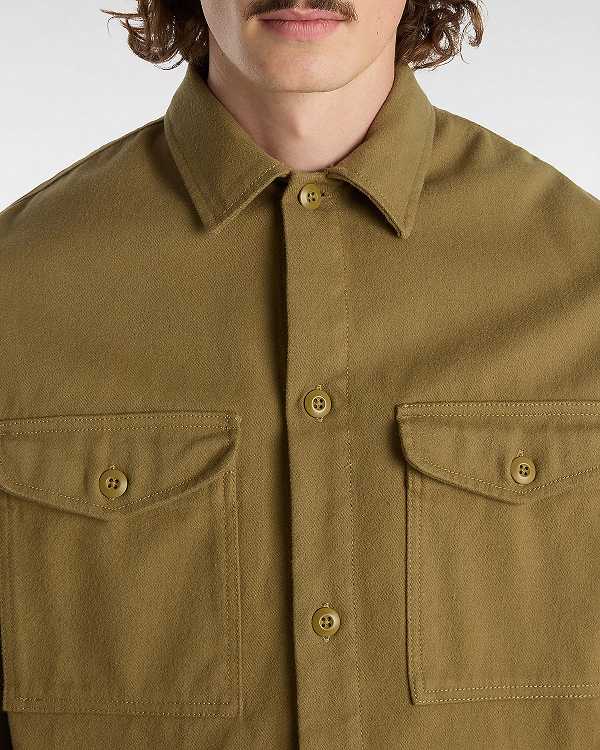 Brown Men Vans Coldgroove Shacket Shirts Canada | VN3946158