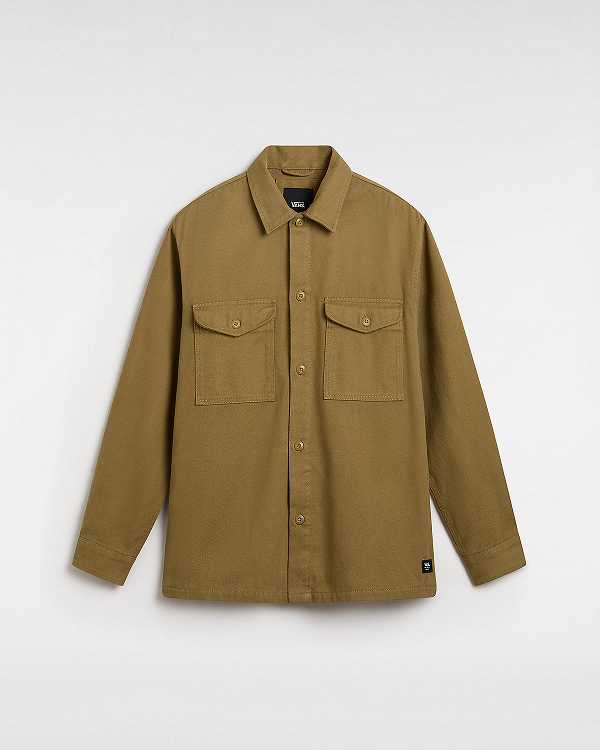 Brown Men Vans Coldgroove Shacket Shirts Canada | VN3946158