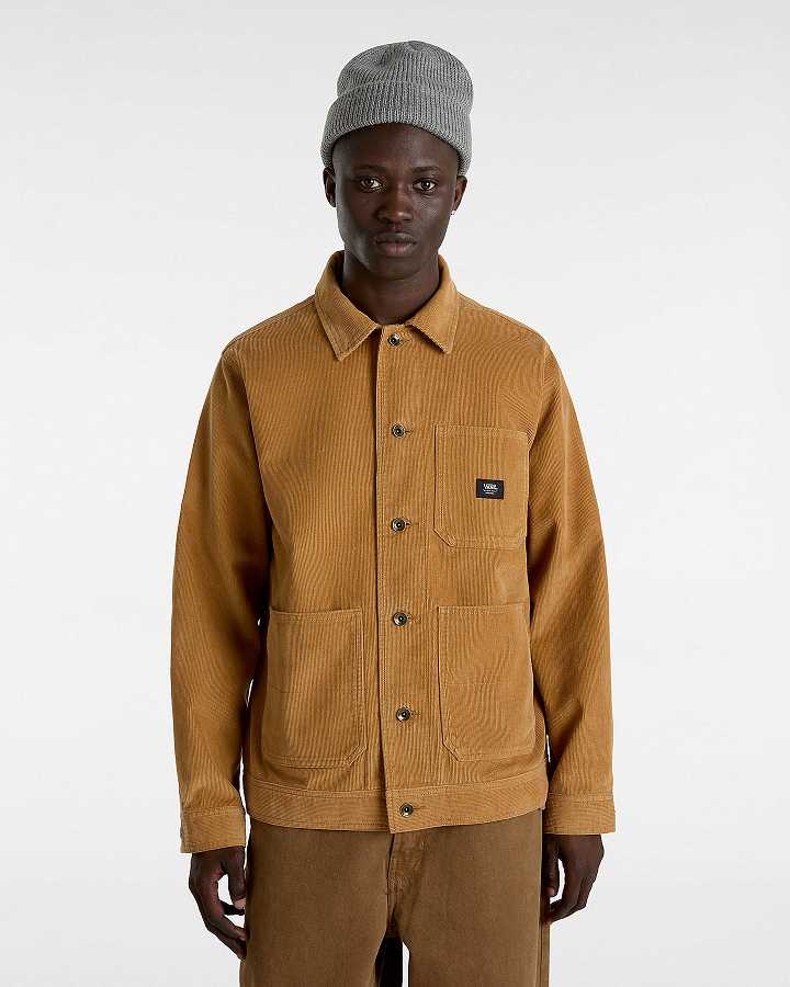 Brown Men Vans Drill Chore Corduroy Jacket Canada | VN7863945