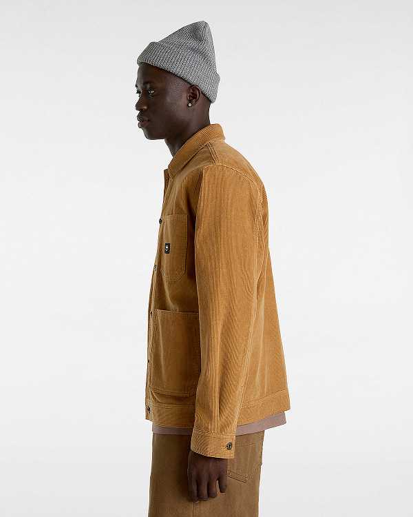 Brown Men Vans Drill Chore Corduroy Jacket Canada | VN7863945