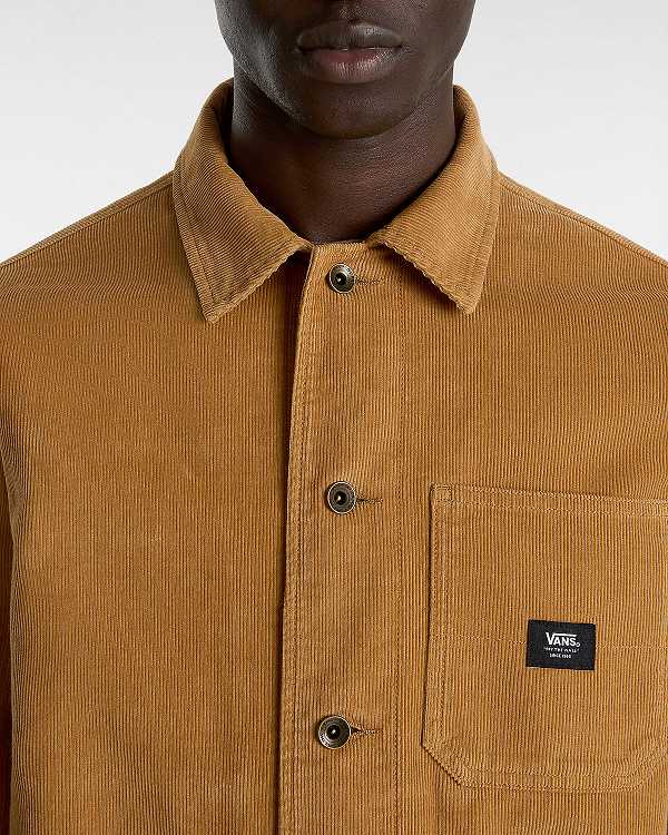 Brown Men Vans Drill Chore Corduroy Jacket Canada | VN7863945