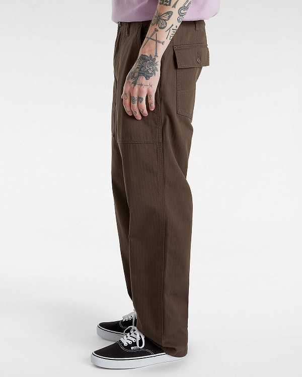 Brown Men Vans Fatigue Loose Tapered Pants Canada | VN8631902