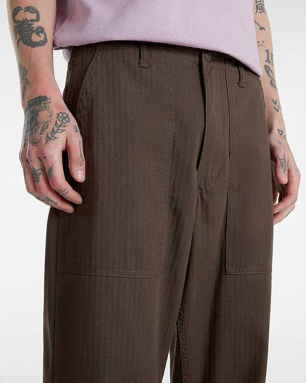 Brown Men Vans Fatigue Loose Tapered Pants Canada | VN8631902