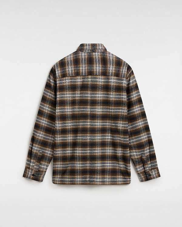 Brown Men Vans Montwood Zip Flannel Shirts Canada | VN4967513