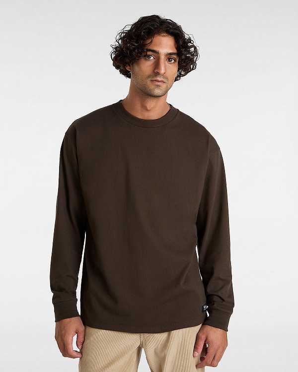 Brown Men Vans Original Standards Long Sleeve T Shirts Canada | VN1074952