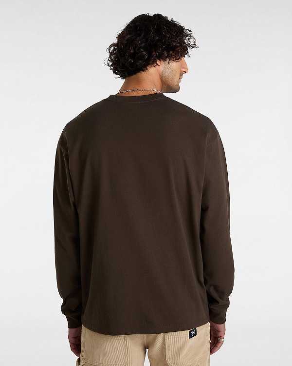 Brown Men Vans Original Standards Long Sleeve T Shirts Canada | VN1074952