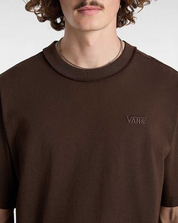 Brown Men Vans Premium Short Sleeve T Shirts Canada | VN4801572