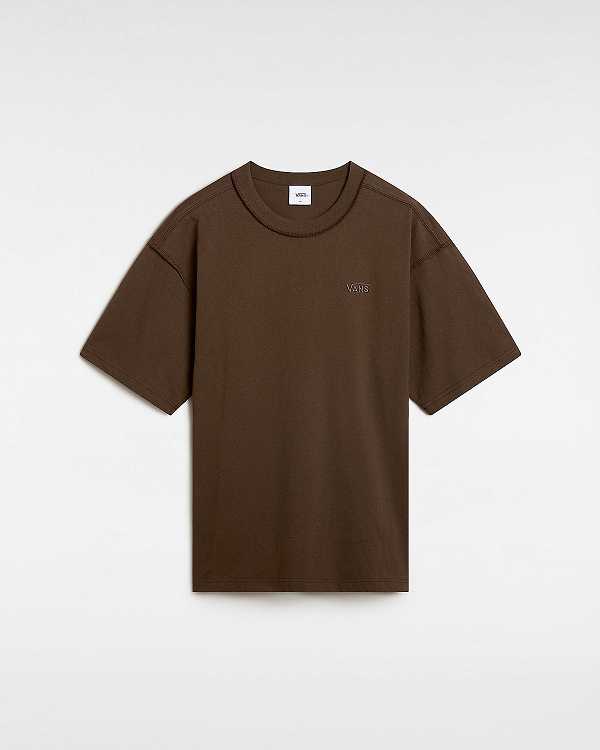 Brown Men Vans Premium Short Sleeve T Shirts Canada | VN4801572