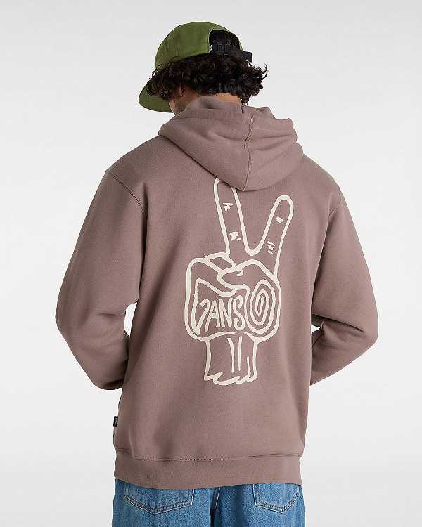 Brown Men Vans V Hand Loose Hoodie Canada | VN7245038