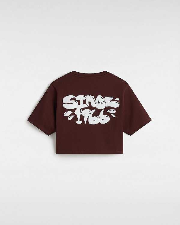 Brown Women Vans Busted Type Crew Crop T Shirts Canada | VN7814603