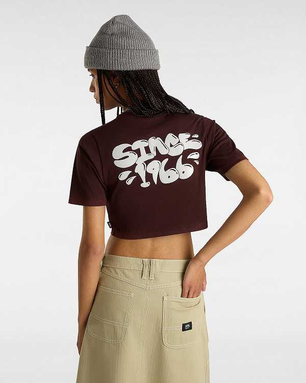 Brown Women Vans Busted Type Crew Crop T Shirts Canada | VN7814603