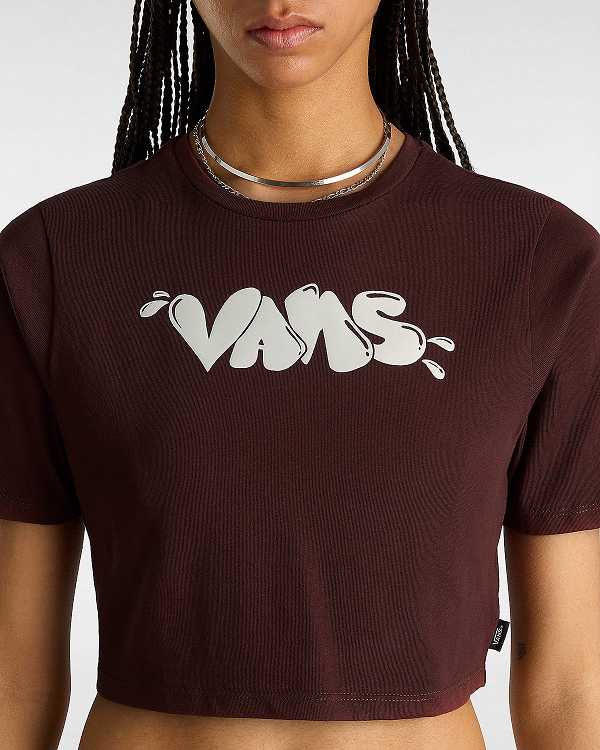 Brown Women Vans Busted Type Crew Crop T Shirts Canada | VN7814603