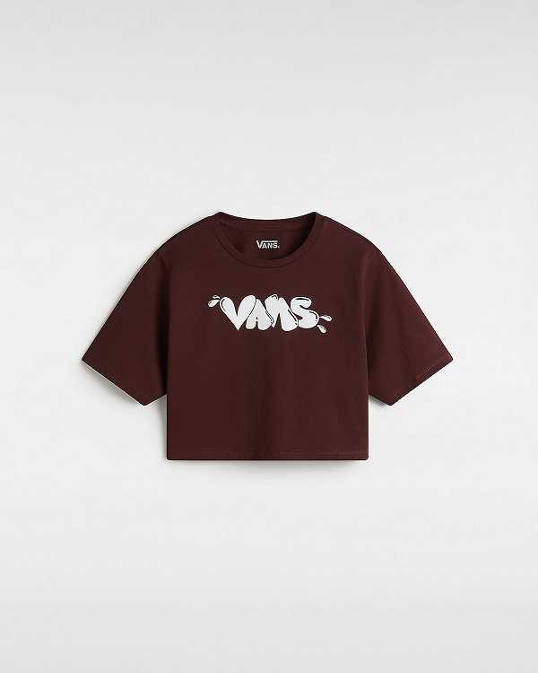 Brown Women Vans Busted Type Crew Crop T Shirts Canada | VN7814603
