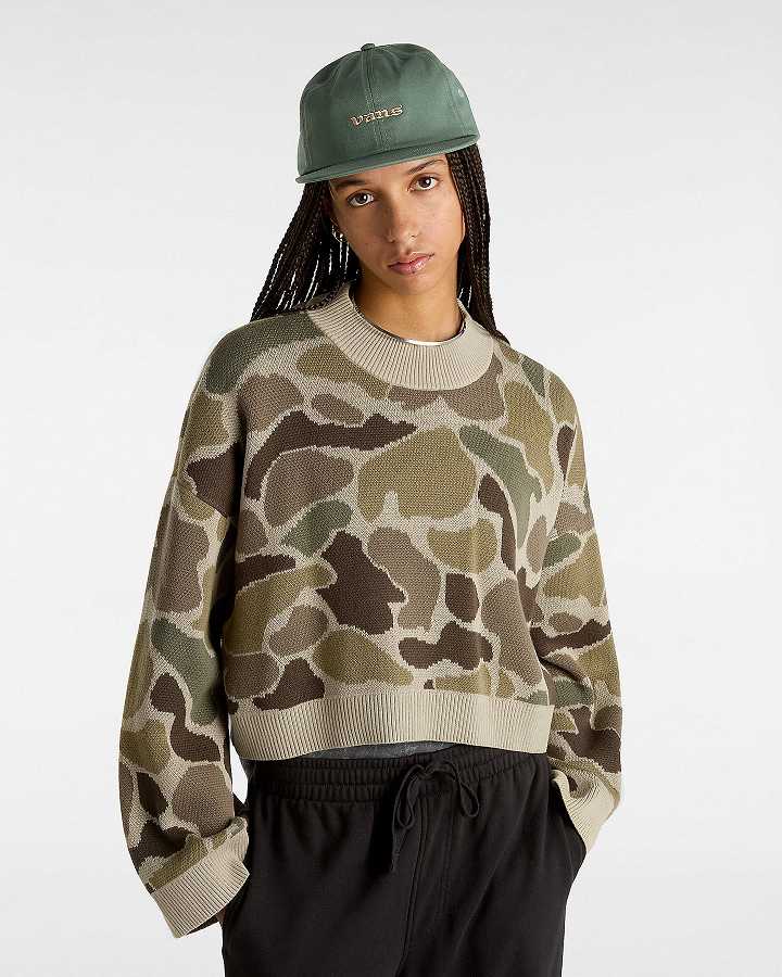 Brown Women Vans Cammile Camo Sweater Canada | VN4610359
